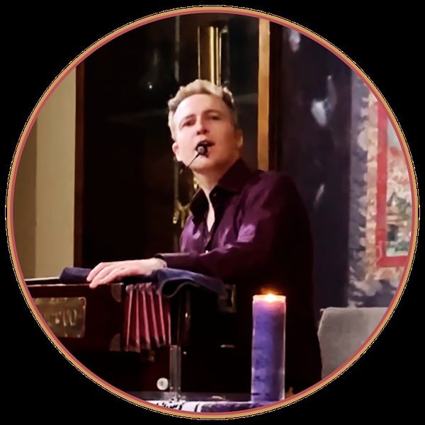 Jay Krishna at the harmonium